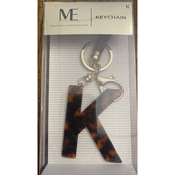 Modern Expressions Keychain – Letter “K” Brown Marble Tassel Fob - Picture 1 of 3